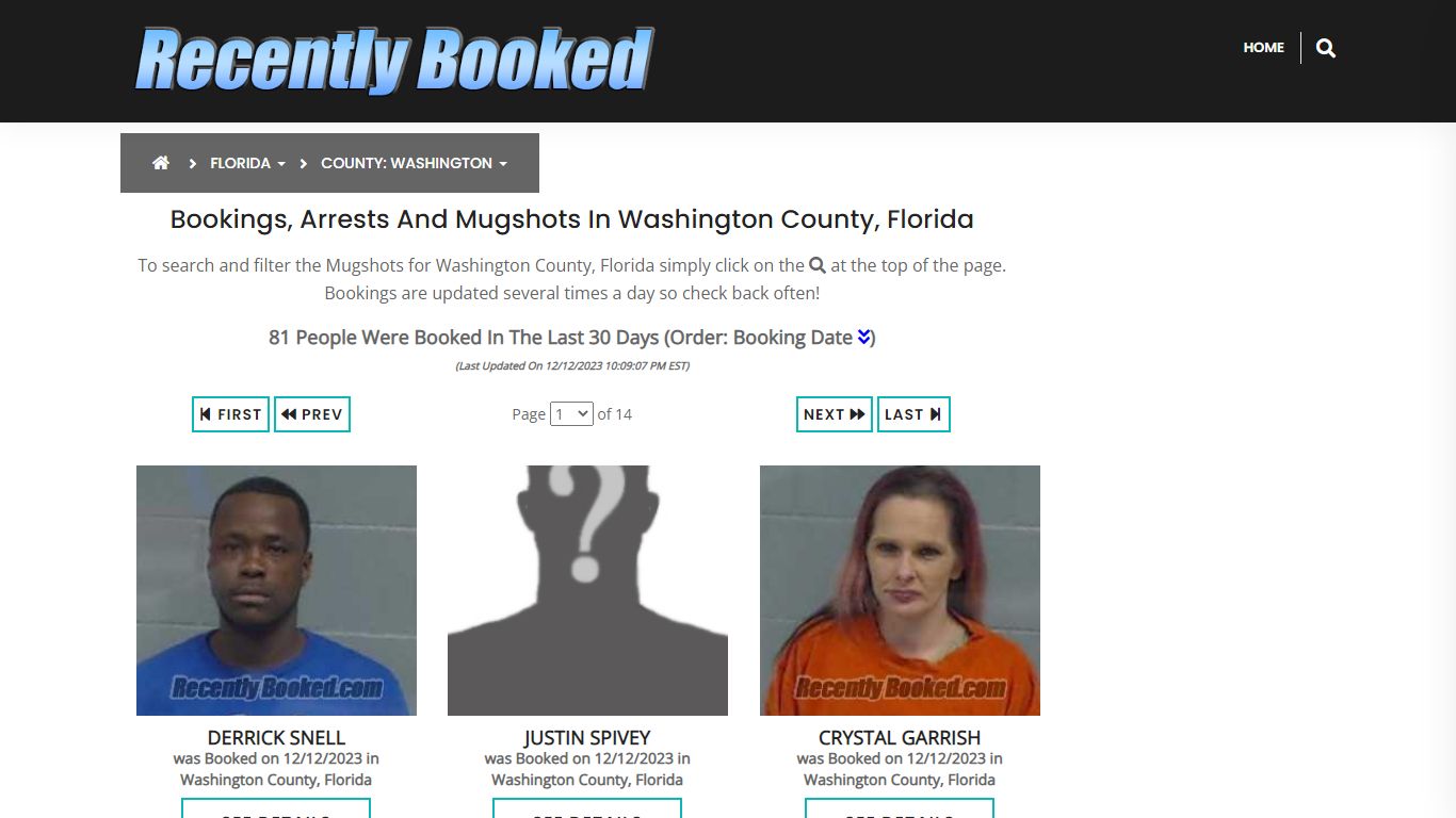 Bookings, Arrests and Mugshots in Washington County, Florida